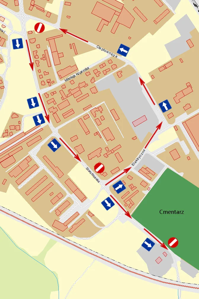 graficzna mapa ulic w mieście