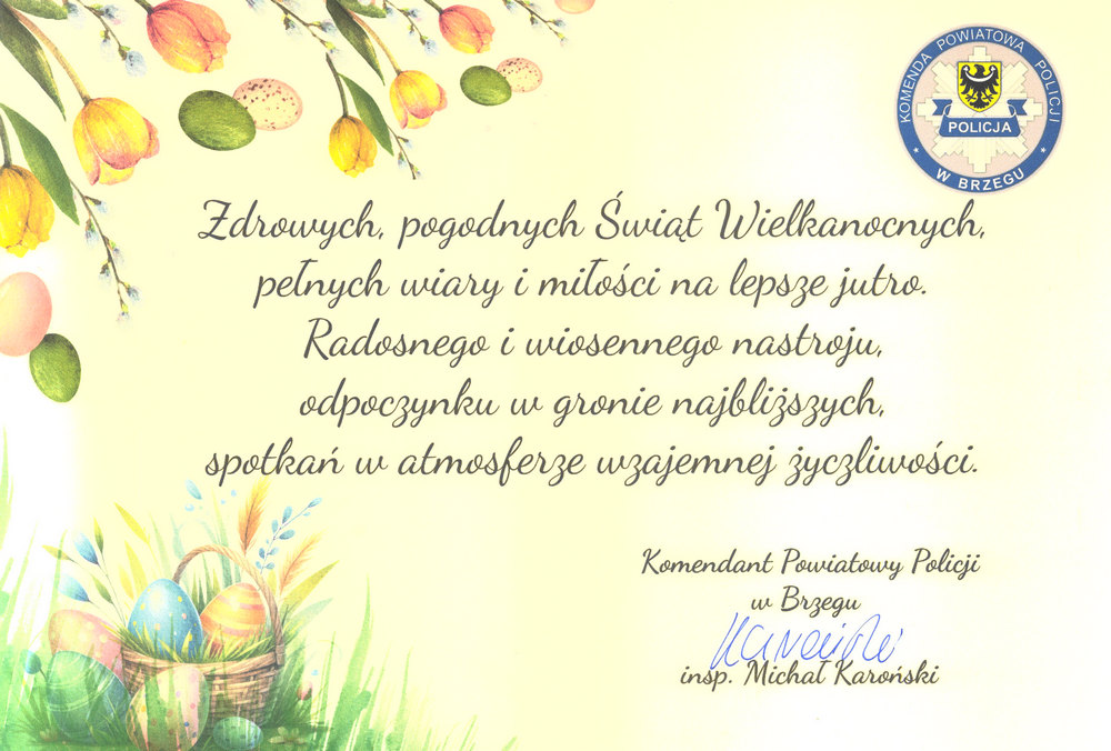 wielkanocna kartka z zyceniami