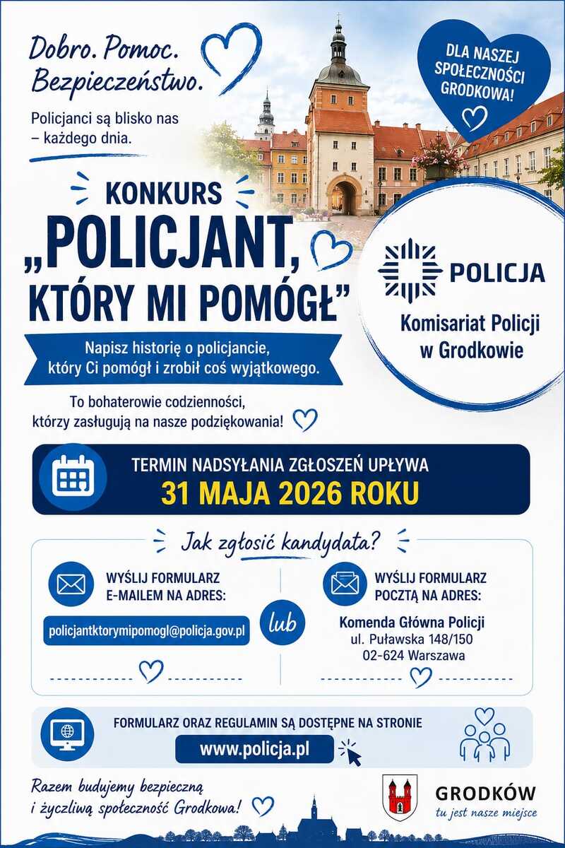 plakat biało niebieski
