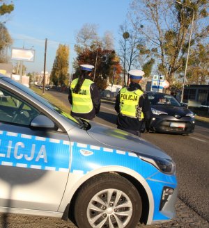 policjanci kontrolują ruch na drodze