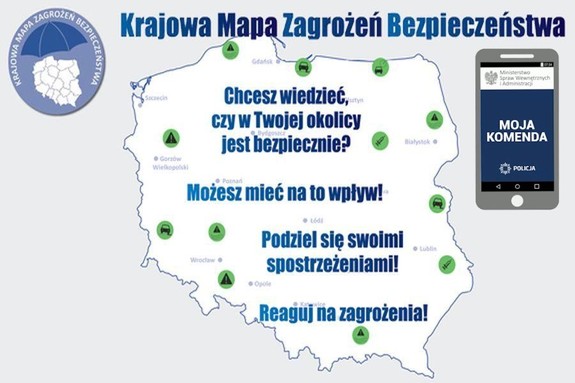 zarys mapy Polski i telefon komórkowy