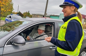 policjantka rozmawia z kierowcą