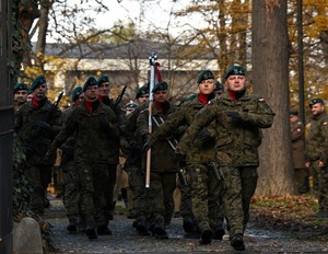 żołnierze maszerują w szyku