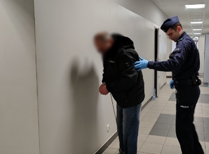 policjant sprawdza zatrzymanego