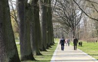 policjant wspólnie z żołnierzem WOT patroluje park